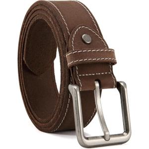 imageCHAOREN Leather Belt for Men 38mm Mens Belts Casual Handmade Full Grain Leather Belt for JeansDark Brown Stitched