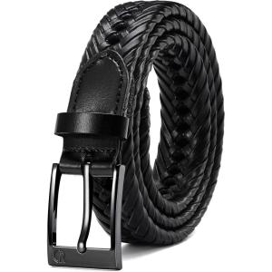 imageCHAOREN Leather Braided Belts for Men  1 18quot Mens Casual Woven Leather Belt for Dress PantsGun