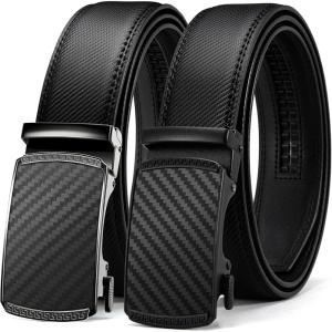 imageCHAOREN Leather Ratchet Belt Men 2 Pack  Customizable Fit Effortless Style 35mmBlack  GlossyMatte