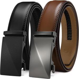 imageCHAOREN Leather Ratchet Belt Men 2 Pack  Customizable Fit Effortless Style 35mmBlackBurnt Umber