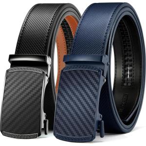 imageCHAOREN Leather Ratchet Belt Men 2 Pack  Customizable Fit Effortless Style 35mmBlackNavy