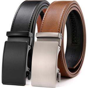 imageCHAOREN Leather Ratchet Belt Men 2 Pack  Customizable Fit Effortless Style 35mmBrownBlack Night