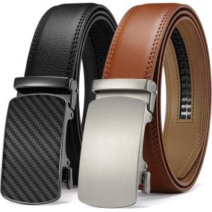 imageCHAOREN Leather Ratchet Belt Men 2 Pack  Customizable Fit Effortless Style 35mmImperial BlackBrown