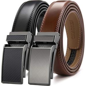 imageCHAOREN Mens Dress Belt Leather 2 Pack  Mens Ratchet Belt for Dress Shirt and Pants Every Occasion 32mmClassic BlackBrown