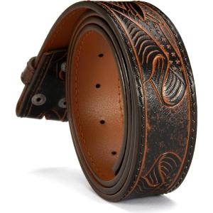 imageCHAOREN Western Belts for Men without Buckle  Cowboy Belt 15quot Full Grain Leather Belt for Jeans  One Solid Piece LeatherBanner Brown