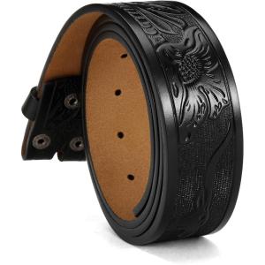 imageCHAOREN Western Belts for Men without Buckle  Cowboy Belt 15quot Full Grain Leather Belt for Jeans  One Solid Piece LeatherCowhide Black