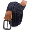 imageCHAOREN Stretch Belts for Men  Braided Elastic Golf Belt for Men 1 38quot Gift for Casual Jeans ShortsGun  Blue