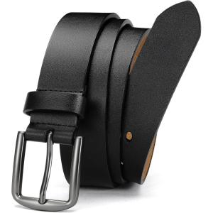 imageCHAOREN Leather Belt for Men  35mm Men Belts for Jeans Casual and Dress  Mens Gift for HimBlack