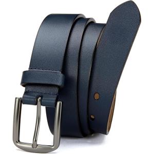 imageCHAOREN Leather Belt for Men  35mm Men Belts for Jeans Casual and Dress  Mens Gift for HimBlue