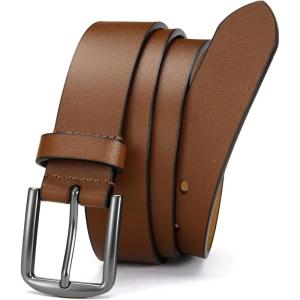 imageCHAOREN Leather Belt for Men  35mm Men Belts for Jeans Casual and Dress  Mens Gift for HimBrown