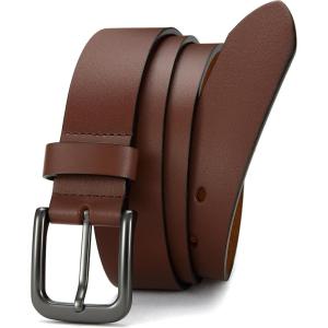 imageCHAOREN Leather Belt for Men  35mm Men Belts for Jeans Casual and Dress  Mens Gift for HimDark Brown