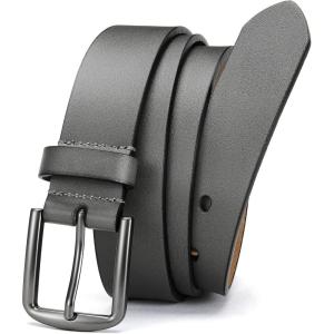 imageCHAOREN Leather Belt for Men  35mm Men Belts for Jeans Casual and Dress  Mens Gift for HimGrey