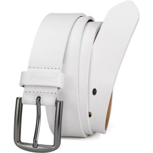 imageCHAOREN Leather Belt for Men  35mm Men Belts for Jeans Casual and Dress  Mens Gift for HimWhite