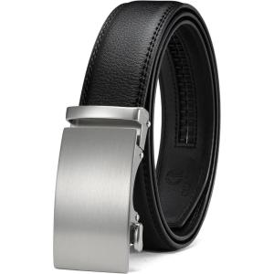 imageCHAOREN Mens Belt  Mens Ratchet Belt Leather 1 38quot for Dress Pant  Micro Adjustable Belt Fit EverywhereBasic Slash Black