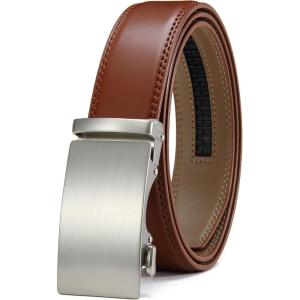 imageCHAOREN Mens Belt  Mens Ratchet Belt Leather 1 38quot for Dress Pant  Micro Adjustable Belt Fit EverywhereBasic Slash Brown