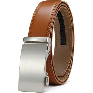 imageCHAOREN Mens Belt  Mens Ratchet Belt Leather 1 38quot for Dress Pant  Micro Adjustable Belt Fit EverywhereBasic Slash Tan