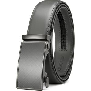 imageCHAOREN Mens Belt  Mens Ratchet Belt Leather 1 38quot for Dress Pant  Micro Adjustable Belt Fit EverywhereCharcoal Grey