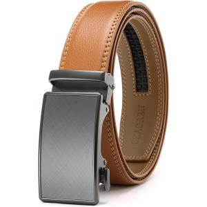 imageCHAOREN Mens Belt  Mens Ratchet Belt Leather 1 38quot for Dress Pant  Micro Adjustable Belt Fit EverywhereCharcoal Light Brown