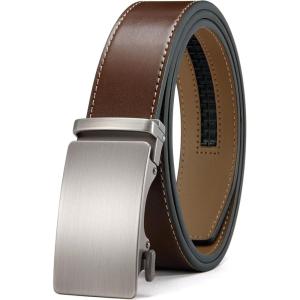 imageCHAOREN Mens Belt  Mens Ratchet Belt Leather 1 38quot for Dress Pant  Micro Adjustable Belt Fit EverywhereClassic Slash Cognac