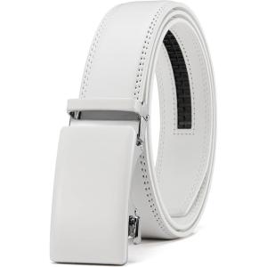 imageCHAOREN Mens Belt  Mens Ratchet Belt Leather 1 38quot for Dress Pant  Micro Adjustable Belt Fit EverywhereCrisp White