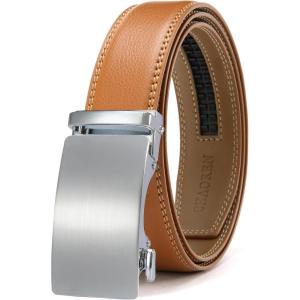 imageCHAOREN Mens Belt  Mens Ratchet Belt Leather 1 38quot for Dress Pant  Micro Adjustable Belt Fit EverywhereLight Brown