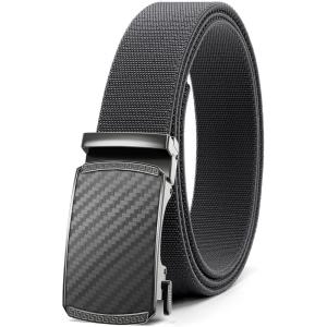 imageCHAOREN Mens Belt Stretchable  Elastic Golf Nylon Web Adjustable Belt 1 38quot  for Casual WearCcarbon Fiber ImperialGrey