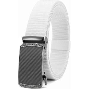 imageCHAOREN Mens Belt Stretchable  Elastic Golf Nylon Web Adjustable Belt 1 38quot  for Casual WearFcarbon Fiber ImperialWhite