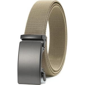 imageCHAOREN Mens Belt Stretchable  Elastic Golf Nylon Web Adjustable Belt 1 38quot  for Casual WearGbeige