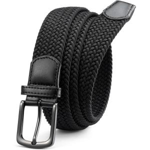imageCHAOREN Stretch Belts for Men  Braided Elastic Golf Belt for Men 1 38quot Gift for Casual Jeans ShortsGun  Black
