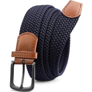 imageCHAOREN Stretch Belts for Men  Braided Elastic Golf Belt for Men 1 38quot Gift for Casual Jeans ShortsGun  Blue