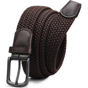 imageCHAOREN Stretch Belts for Men  Braided Elastic Golf Belt for Men 1 38quot Gift for Casual Jeans ShortsGun  Brown