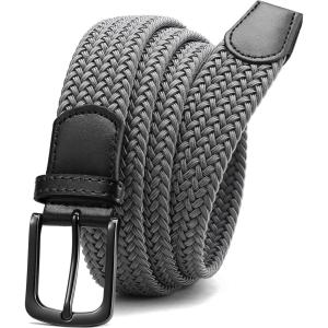 imageCHAOREN Stretch Belts for Men  Braided Elastic Golf Belt for Men 1 38quot Gift for Casual Jeans ShortsGun  Grey