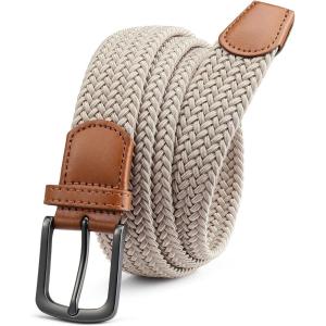 imageCHAOREN Stretch Belts for Men  Braided Elastic Golf Belt for Men 1 38quot Gift for Casual Jeans ShortsGun  Khaki