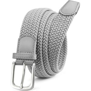 imageCHAOREN Stretch Belts for Men  Braided Elastic Golf Belt for Men 1 38quot Gift for Casual Jeans ShortsLight Grey