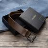 imageCHAOREN Full Grain Leather Belts for Men  Mens Belt for Jeans  Timeless Elegance for Casual DressDouble Dark Brown 35mm Width