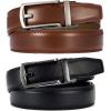 imageCHAOREN Mens Leather Ratchet Belt Pack of Two  Black One Size  Adjustable Scratch Resistant Luxury PackagingCognacGun