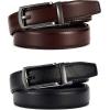 imageCHAOREN Mens Leather Ratchet Belt Pack of Two  Black One Size  Adjustable Scratch Resistant Luxury PackagingGunDark Brown