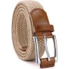 imageCHAOREN Golf Belts for Men  1 38quot Elastic Braided Stretch Mens Belts Casual  Fit Golf Pants Jeans ShortsSilver  Khaki