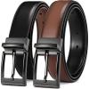 imageCHAOREN Mens Belts Leather 1 Pack  125quot Reversible Belts for Men for Dress Pants  One Belt Two ColorsBlackDark Brown
