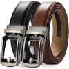 imageCHAOREN Mens Leather Ratchet Belt Pack of Two  Black One Size  Adjustable Scratch Resistant Luxury PackagingCognacLaser