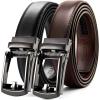 imageCHAOREN Mens Leather Ratchet Belt Pack of Two  Black One Size  Adjustable Scratch Resistant Luxury PackagingGunDark Brown