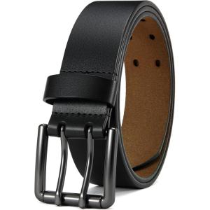 imageCHAOREN Full Grain Leather Belts for Men  Mens Belt for Jeans  Timeless Elegance for Casual DressDouble Black Gun