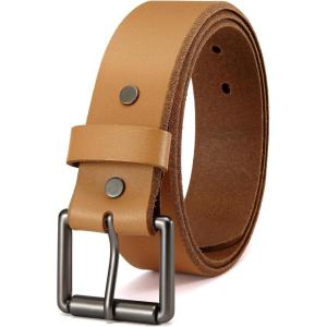 imageCHAOREN Full Grain Leather Belts for Men  Mens Belt for Jeans  Timeless Elegance for Casual DressLight Brown
