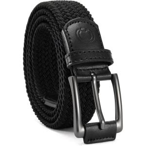 imageCHAOREN Golf Belts for Men  1 38quot Elastic Braided Stretch Mens Belts Casual  Fit Golf Pants Jeans ShortsGun Metal  Black
