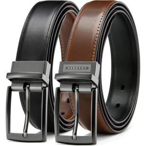 imageCHAOREN Mens Belts Leather 1 Pack  125quot Reversible Belts for Men for Dress Pants  One Belt Two ColorsBlackCharcoal Cognac