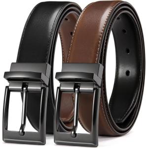 imageCHAOREN Mens Belts Leather 1 Pack  125quot Reversible Belts for Men for Dress Pants  One Belt Two ColorsCognacBlack