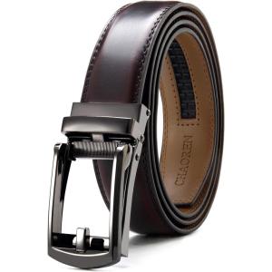imageCHAOREN Mens Dress Belt  Ratchet Belt Leather 1 14quot Comfort Click  Perfect Companion to Mens Dress ShoesBurgundy