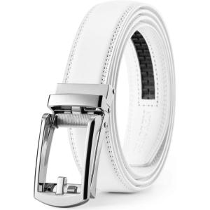 imageCHAOREN Mens Dress Belt  Ratchet Belt Leather 1 14quot Comfort Click  Perfect Companion to Mens Dress ShoesWhite