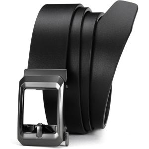 imageCHAOREN Ratchet Belts for Men  15quot Mens Belts Genuine Leather for Causual Jeans  Versatile Fit Customizable StyleBlack
