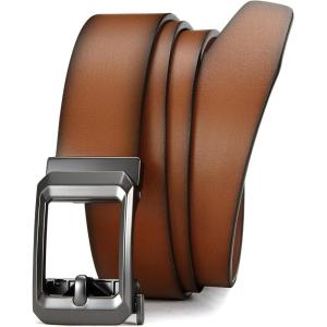 imageCHAOREN Ratchet Belts for Men  15quot Mens Belts Genuine Leather for Causual Jeans  Versatile Fit Customizable StyleBrown